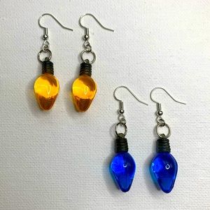 Christmas Light Bulb Earrings in Blue